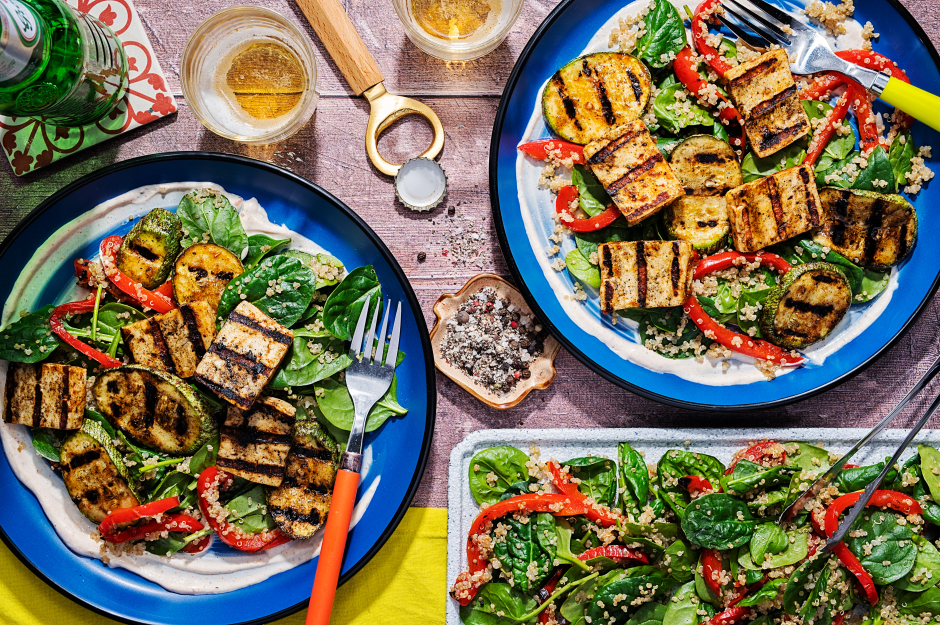Halloumi & Grilled Zucchini with Spiced Sour Cream