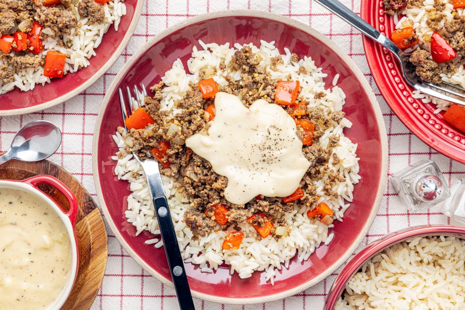 Philly Cheesesteak Ground Beef Bowls