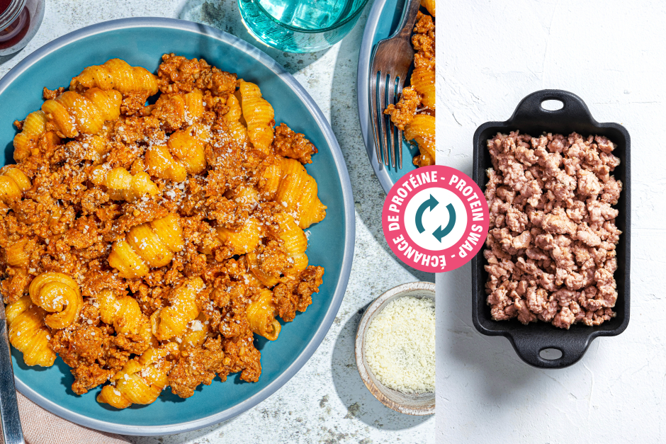 Échange de protéine | Conchiglies fraîches avec sauce rosée à la chair à saucisse