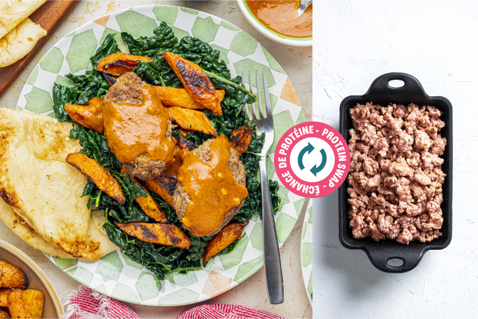 Protein Swap | Pork Kofta Curry over Lacinato Kale