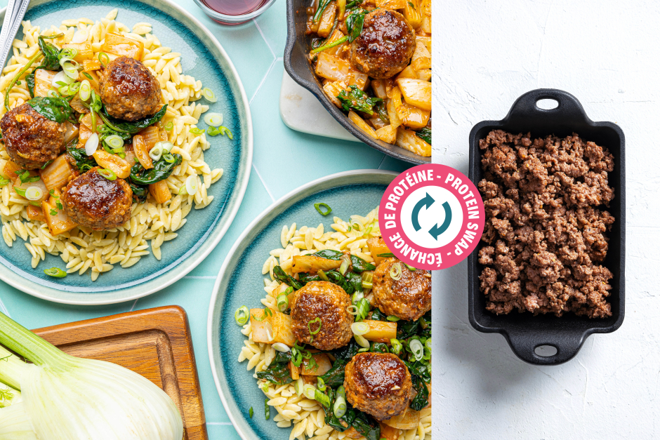 Échange de protéine | Boulettes de bœuf et grana padano avec sauce au fenouil