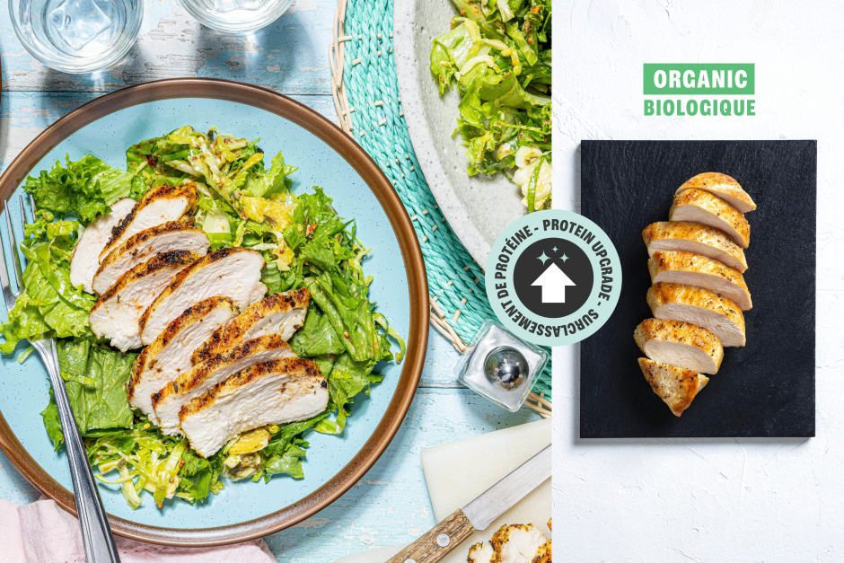 Surclassement de protéine | Sucres lents: Salade de poulet BIO grillé citronné
