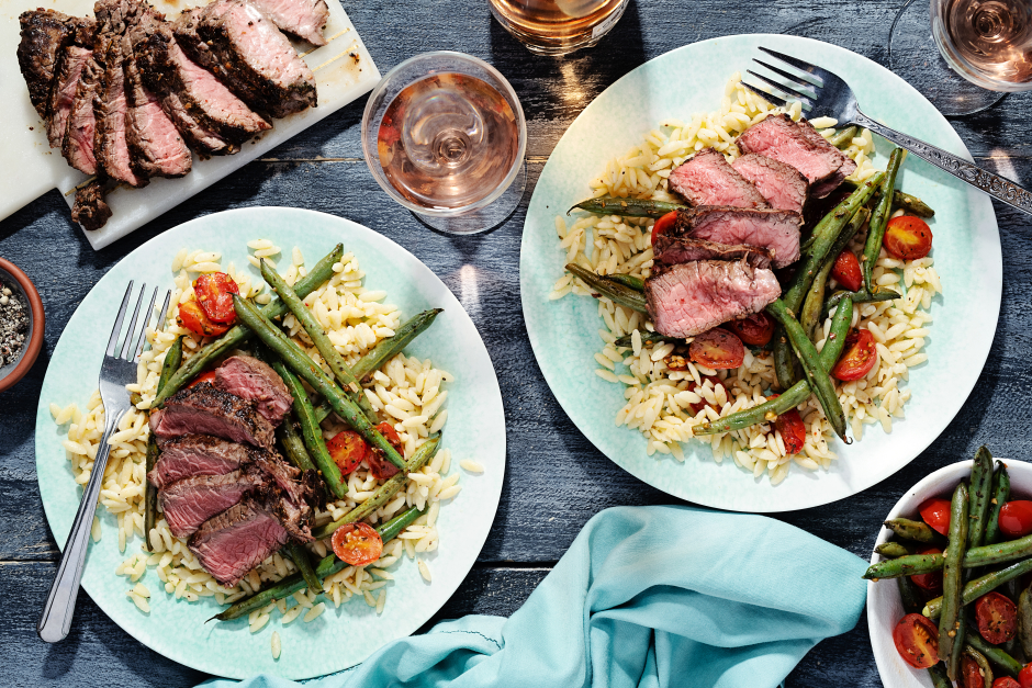 Seared Steak Tagliata, Cherry Tomatoes & String Beans