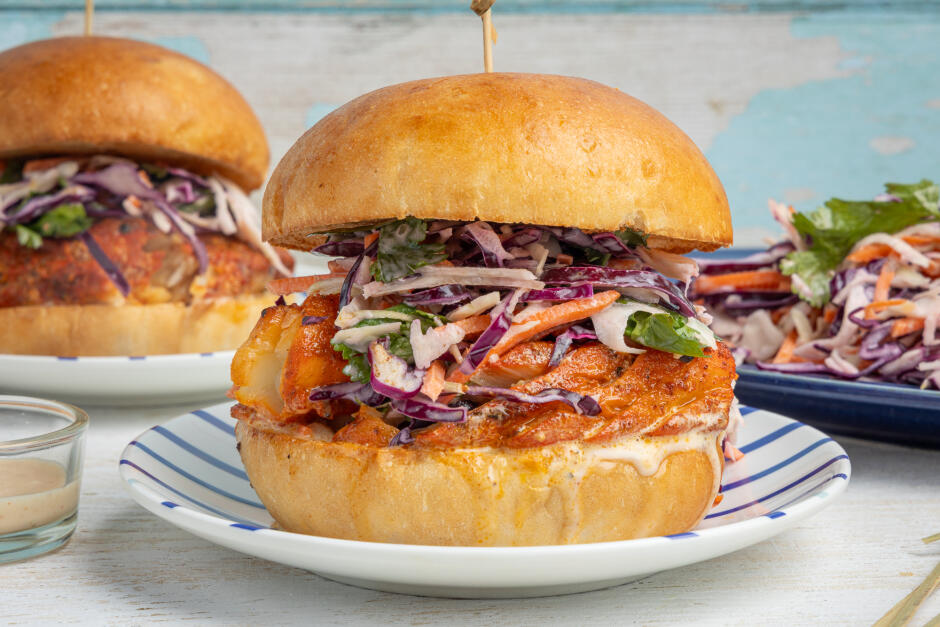 Spicy Tandoori Cod Burgers