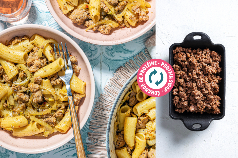 Échange de protéine | Pâtes au bœuf et fenouil caramélisé