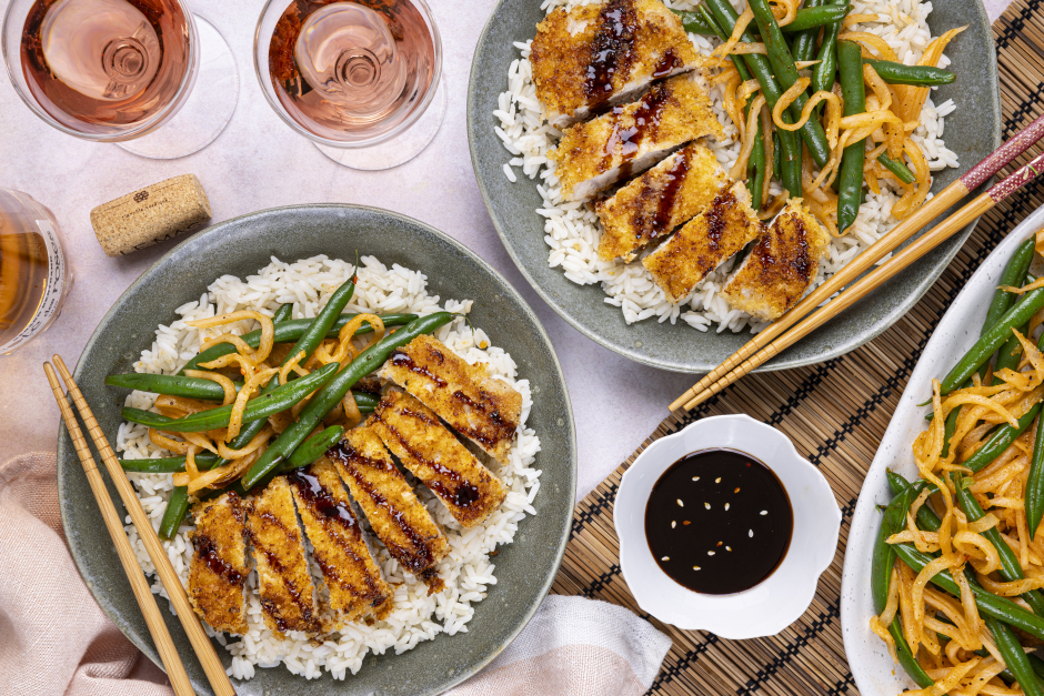 Crispy Pork Chops over White Rice