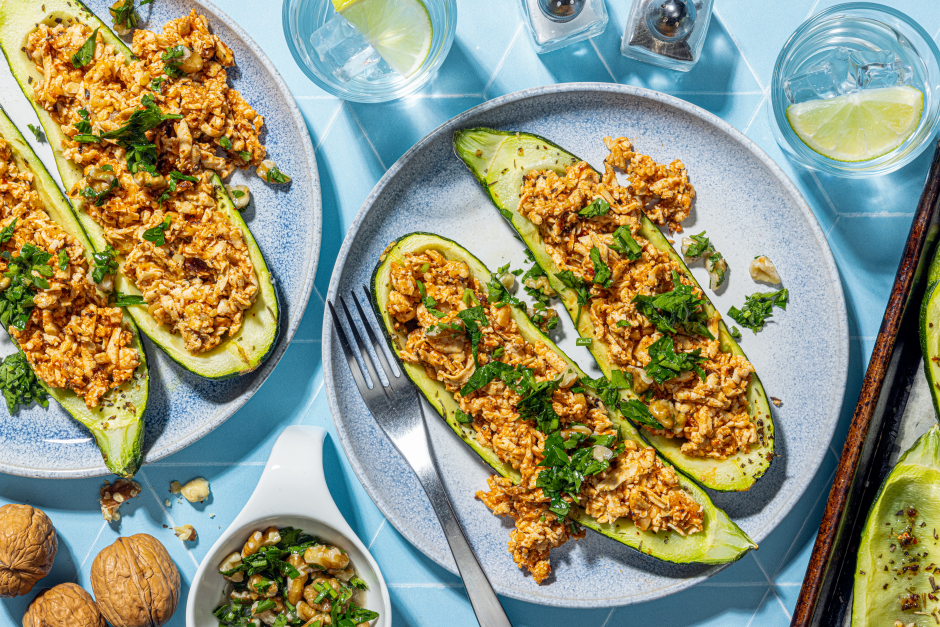 Tofu-Stuffed Zucchini Boats