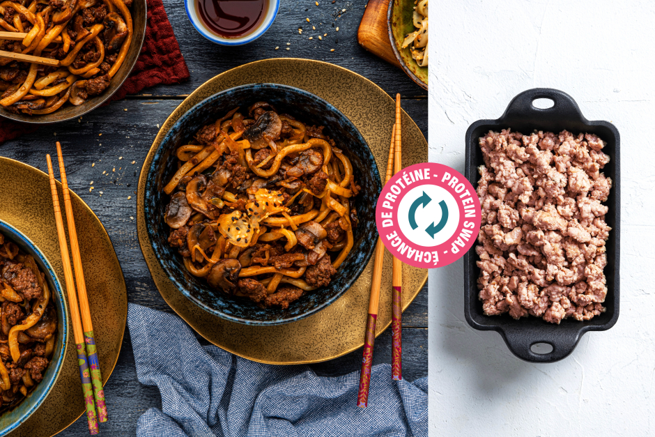 Protein Swap | Quick Ground Pork Yaki Udon