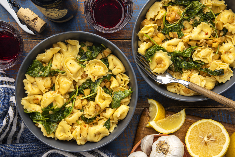 Cheese Tortellini with Roasted Garlic & Lemon Butter