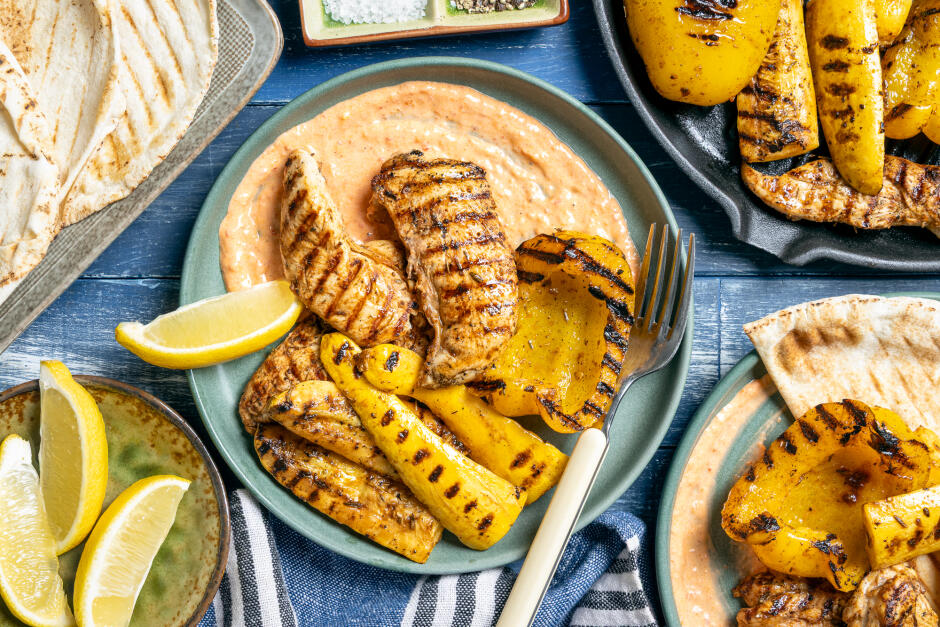 Balkan-Style Chicken & Veggie Grill