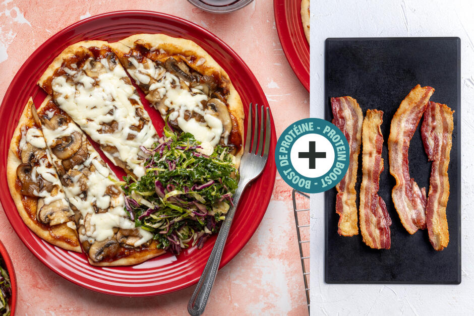 Protein Boost | No-Chop Bacon & BBQ Mushroom Flatbreads