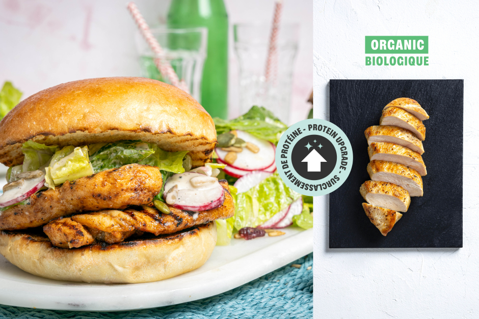 Protein Upgrade | BBQ Maple-Glazed ORGANIC Chicken Caesar Burgers