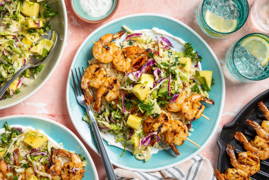 BBQ Mango-Tandoori Shrimp Skewers
