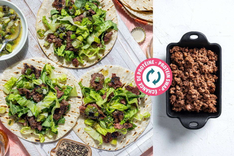 Échange de protéine | Tacos de bœuf grillé aux piments anchos fumés