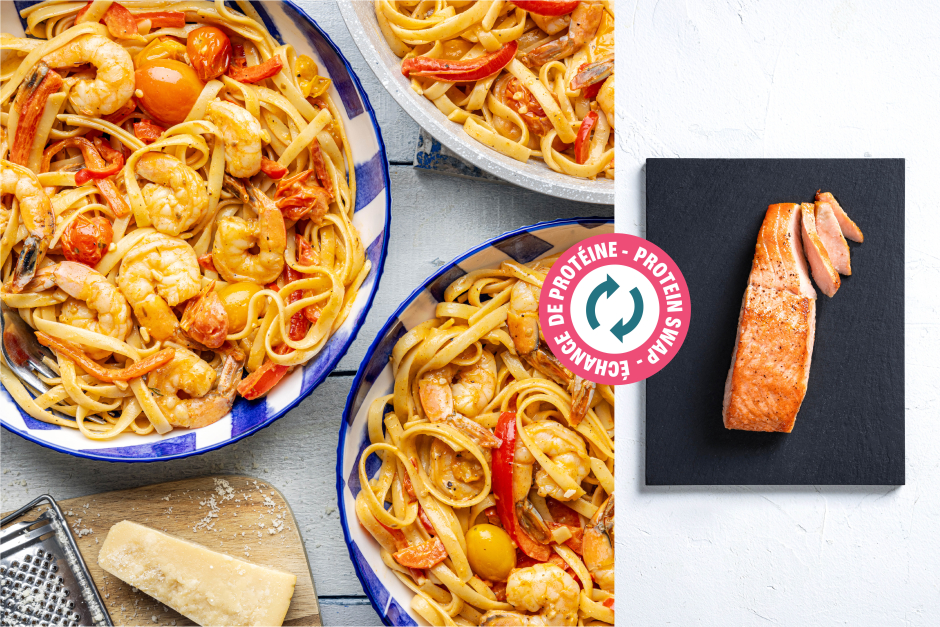 Protein Swap | Cajun-Style Salmon Fettuccine Alfredo