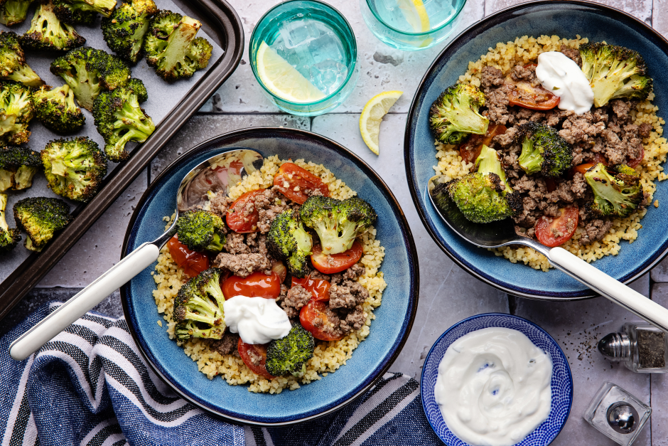 Carb-Wise: Greek-Style Ground Beef Bulgur Bowls