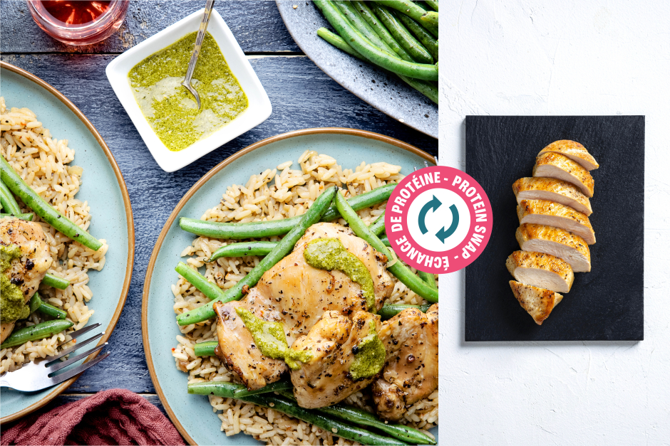 Protein Swap | One-Pot Basil Pesto Chicken Breasts