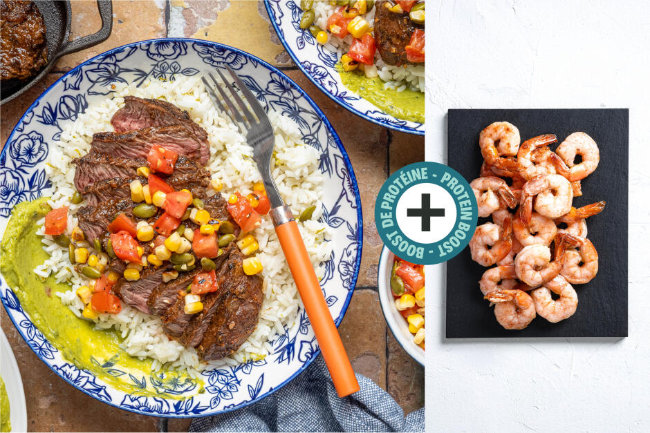 Boost de protéines | Bols de tacos de terre et mer grillés