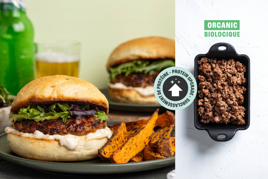 Protein Upgrade |  ORGANIC Beef & Cheddar Burgers with Caramelized Onion Mayo