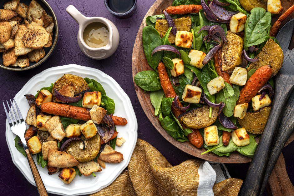Tray-Baked Halloumi & Beet Salad