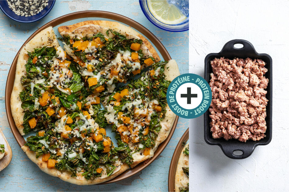 Protein Boost | Sausage, Kale & Butternut Labneh Flatbreads