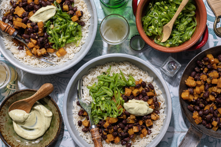 Mexican-Spiced Black Bean, Squash & Rice Bowls