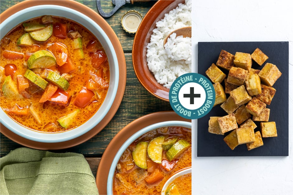 Boost de protéines | Goodfood voyage: Cari rouge piquant végétarien thaïlandais avec tofu