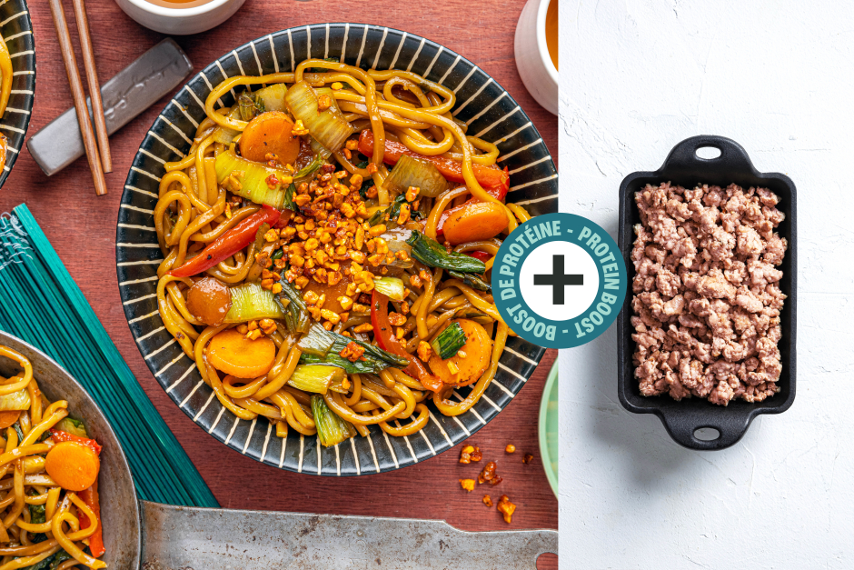 Boost de protéines | Mee goreng avec porc haché et nouilles ramen fraîches