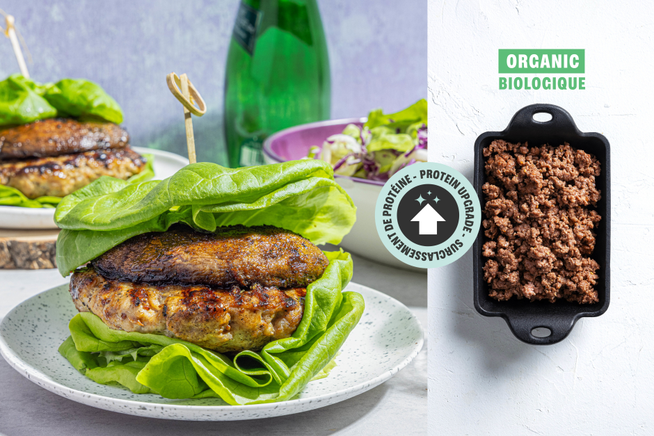 Protein Upgrade | BBQ ORGANIC Beef & Portobello Lettuce Burgers