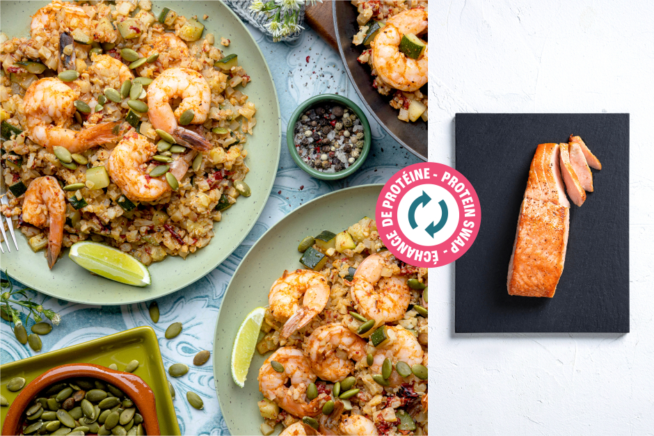 Protein Swap | Paleo: Quick Salmon & Veggie ‘Rice’