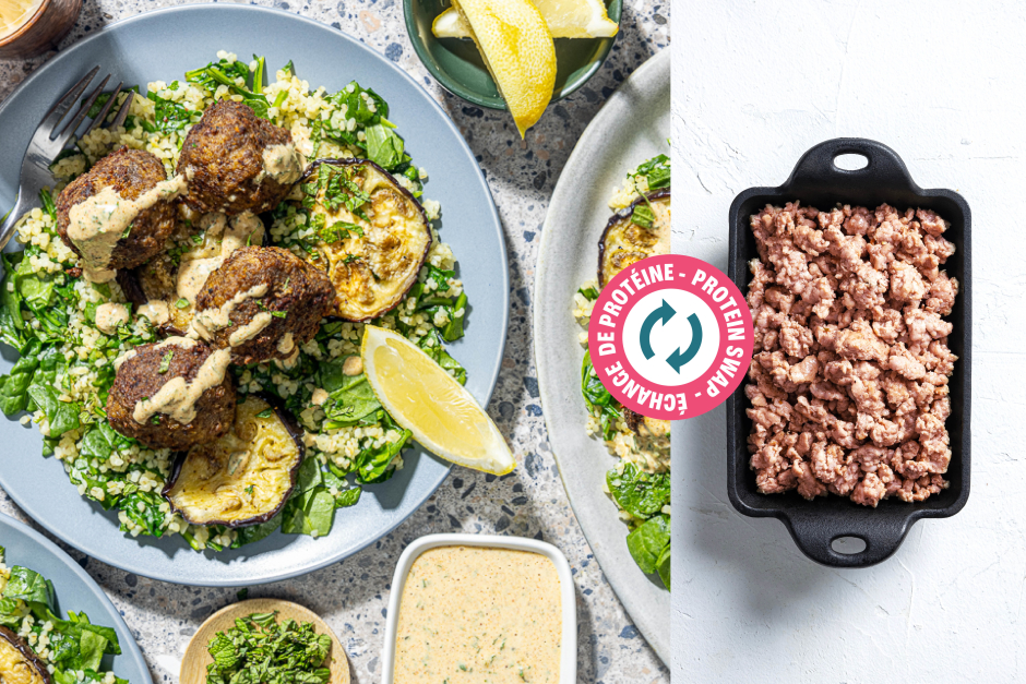 Échange de protéine | Mezze de boulettes d'agneau et d'aubergines style Afrique du Nord