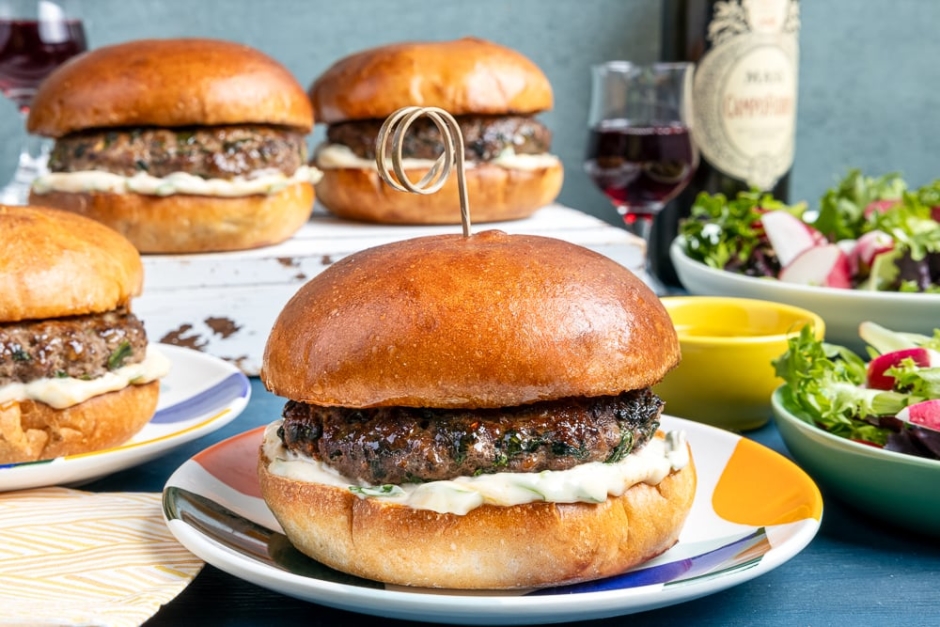BBQ Mexican-Spiced Beef & Sneaky Greens Burgers