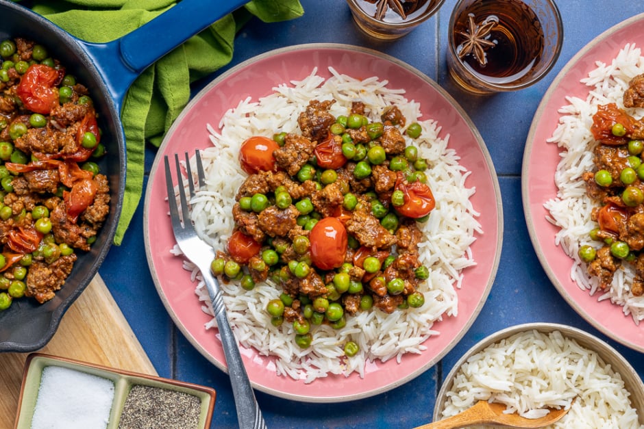 Keema d'agneau nourri à l'herbe et de tomates