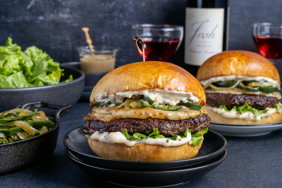 Philly Cheesesteak-Inspired Wagyu Burgers