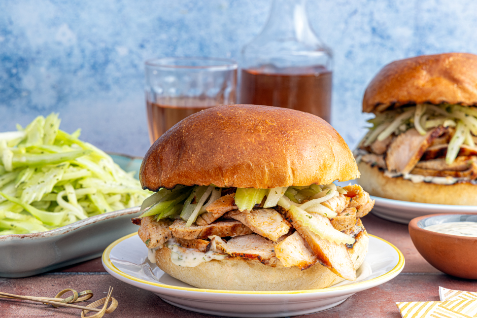 Spicy BBQ Buffalo Butter Pork Chop Sandwiches