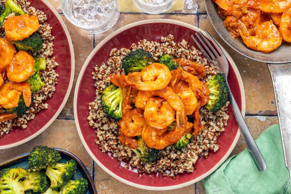 Sain + Sensé: Crevettes en sauce avec ail rôti et tomates séchées