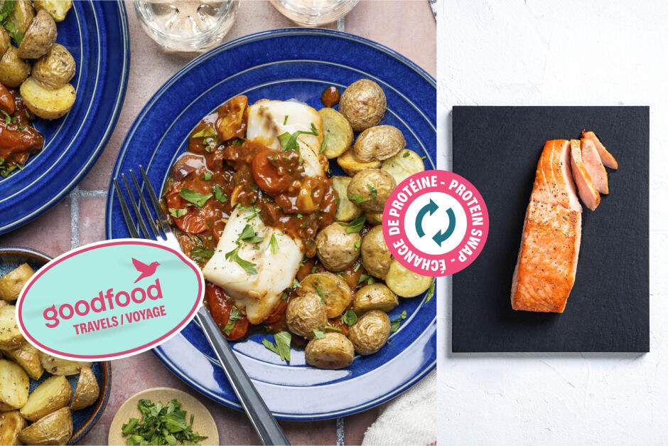 Échange de protéine | Goodfood voyage : Saumon braisé aux tomates d'Italie