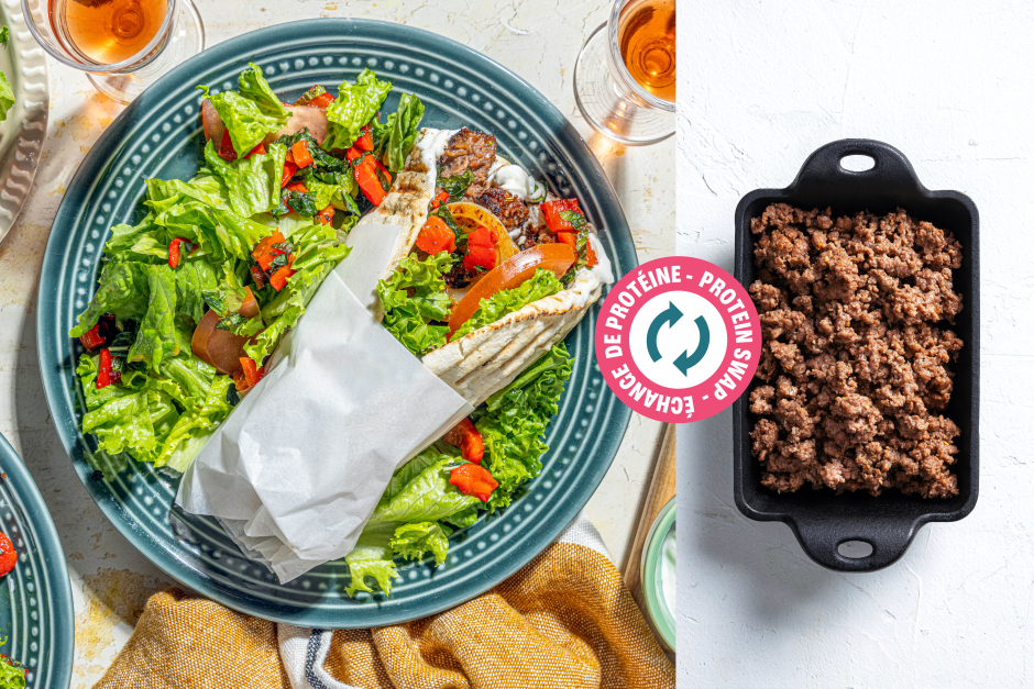 Échange de protéine | Pitas gyros de boeuf grillé