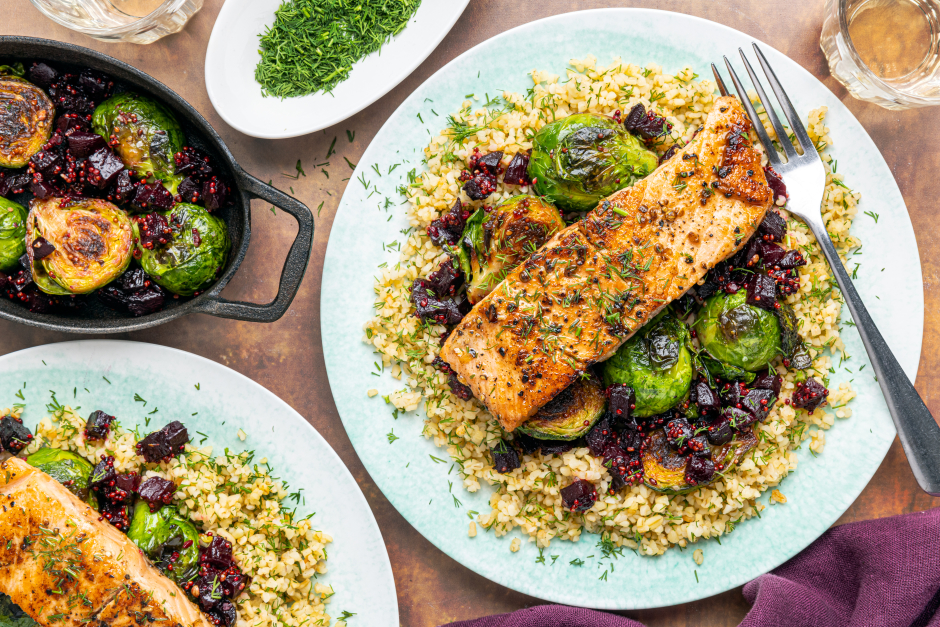 Sweet Maple Salmon over Fresh Dill Bulgur