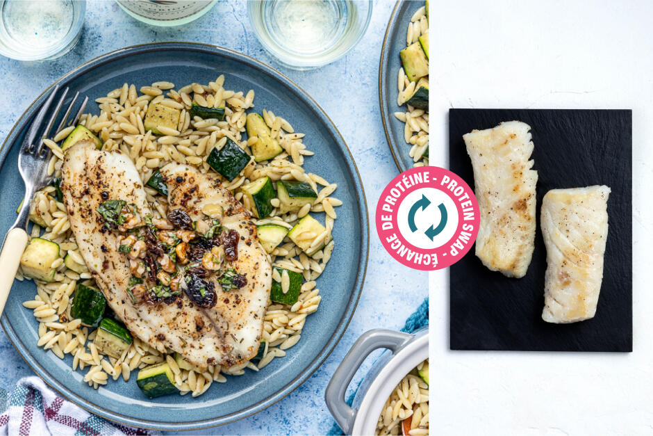 Protein Swap | Cod with Walnut-Raisin Agrodolce