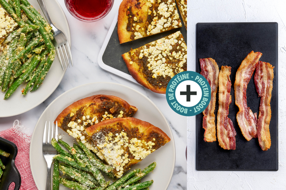 Protein Boost | Bacon, Roasted Garlic Pesto & Goat Cheese Flatbreads
