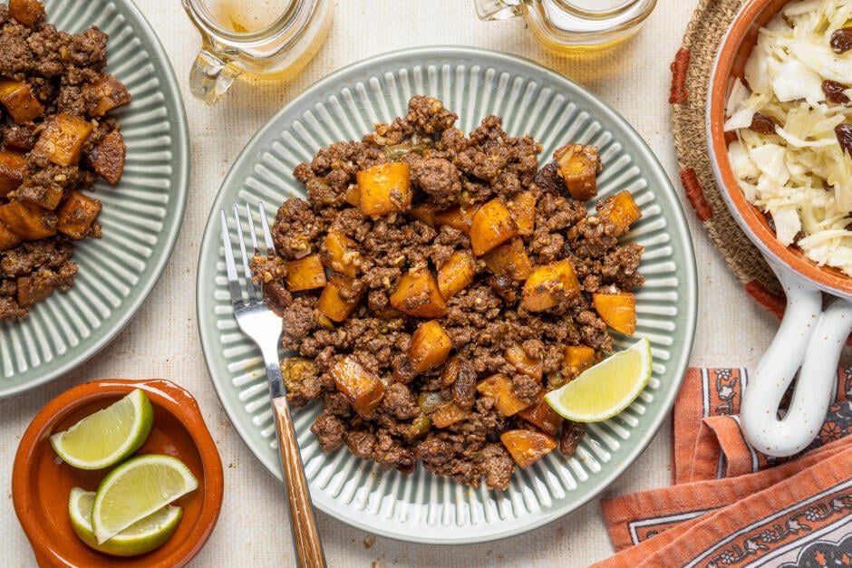 Hachis de plantain et de bœuf aux épices caribéennes
