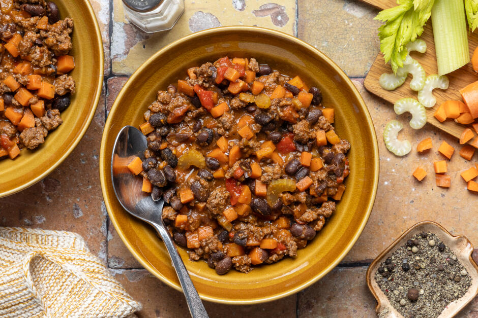 Chili aux haricots noirs et au bœuf
